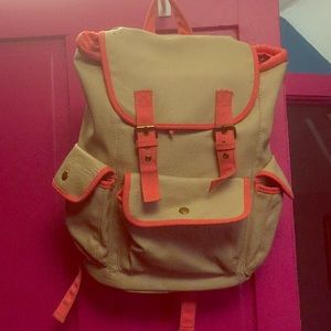 Tan and Coral Backpack